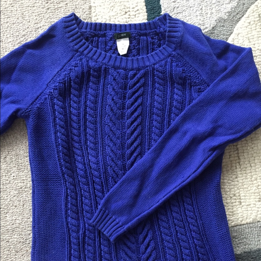 J crew cotton cable knit sweater cobalt blue sz s